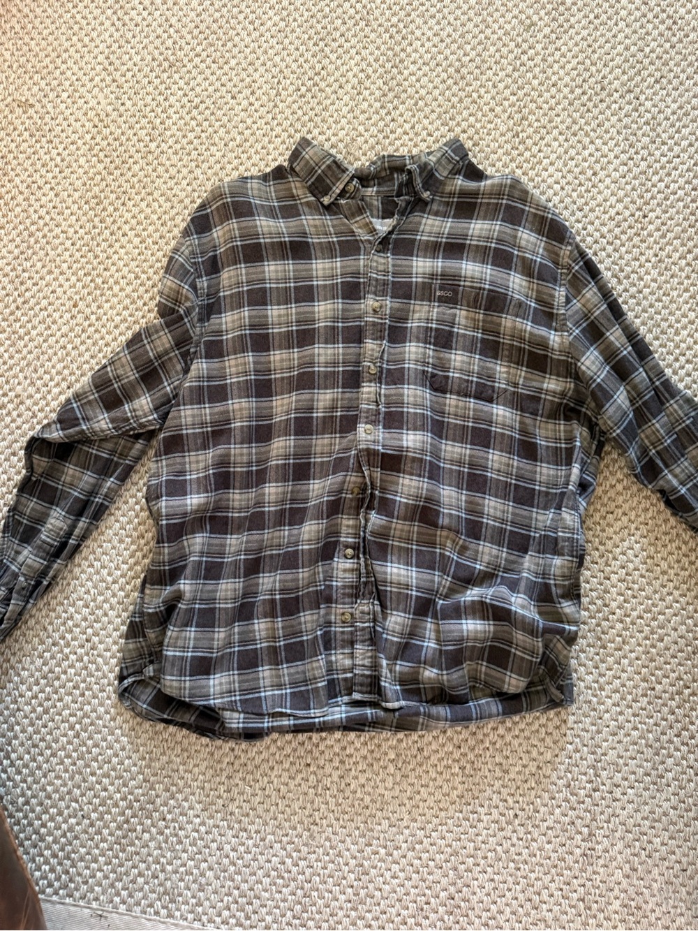 The Southern Shirt Company Men's Brown and White Plaid Button-Down Shirt